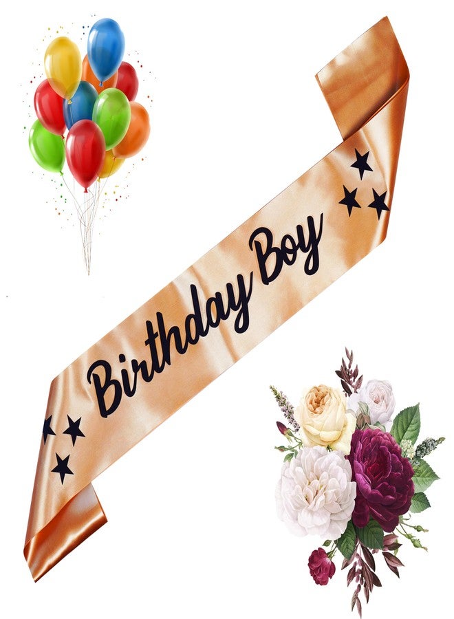 Decofy Happy Birthday Sash For Boys & Mens | Crown For Baby Boys King Adult Mens Suitable to everone -GOLD Sash BOY - Image 4